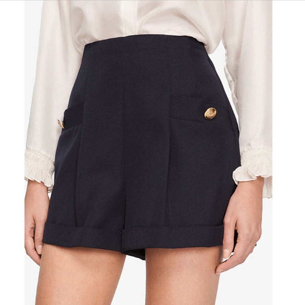 Sandro Paris Navy Wool Shorts